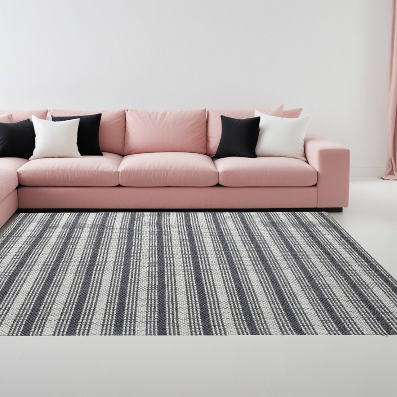 Edge Collections - 8' X 10' - Gray - Hand Woven Striped Area Rug for Comfortable Spaces - 1 Piece